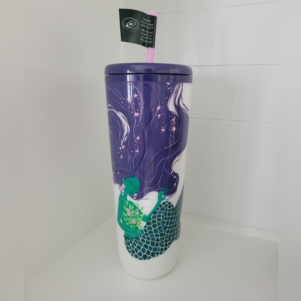 NEW Starucks Purple Mermaid Travel Tumbler with Straw